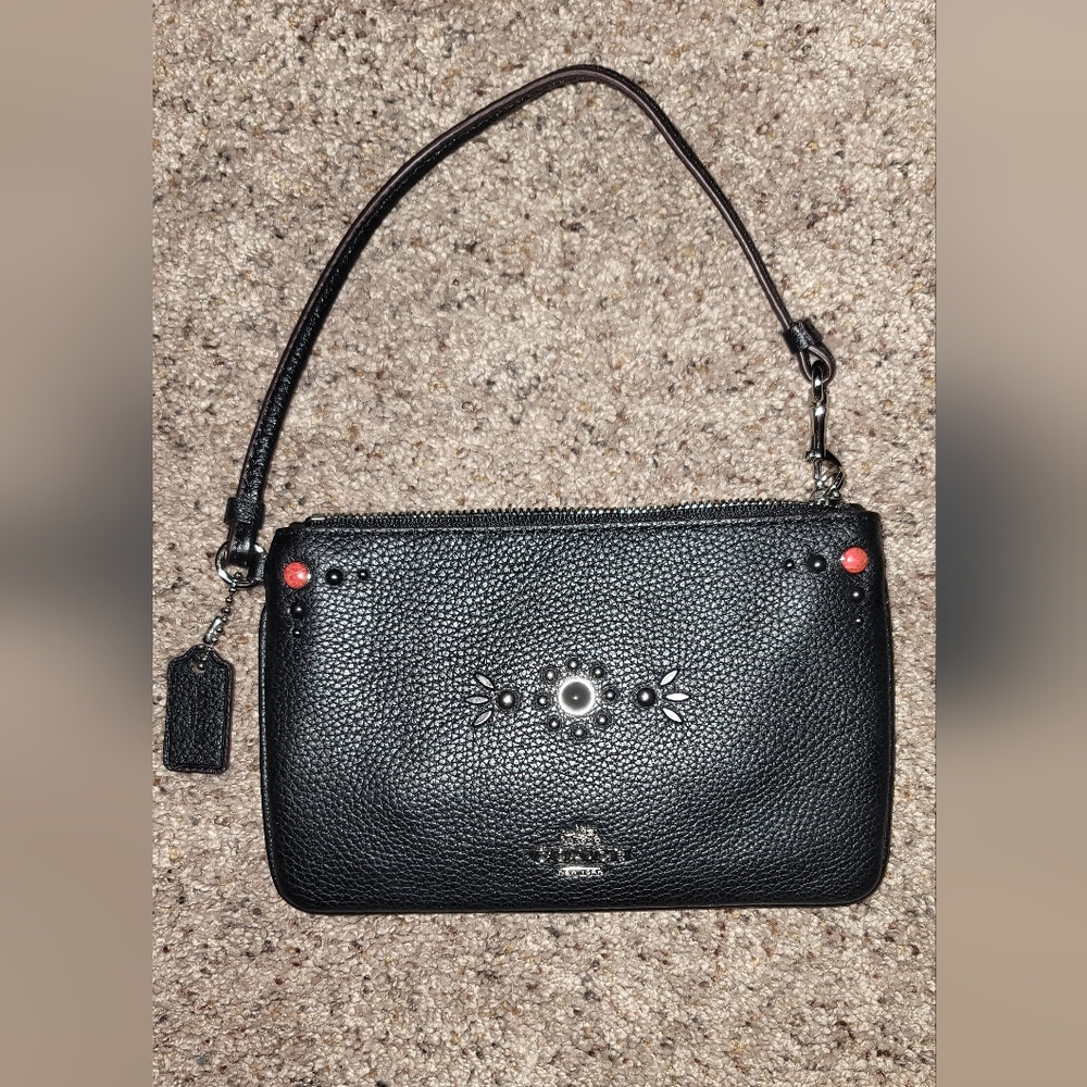 Coach studded wristlet with black and red accent beads